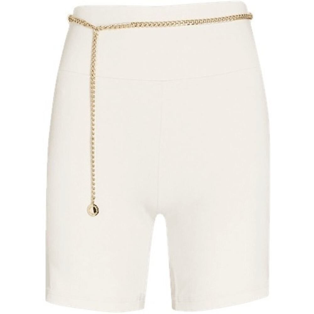 We Wore What Off White Biker Shorts With Gold Chain